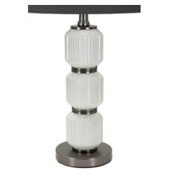 Lampada da tavolo base di vetro bianca e paralume in velluto grigio - Arrediorg