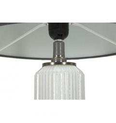 Lampada da tavolo base di vetro bianca e paralume in velluto grigio - Arrediorg