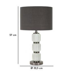 Lampada da tavolo base di vetro bianca e paralume in velluto grigio - Arrediorg
