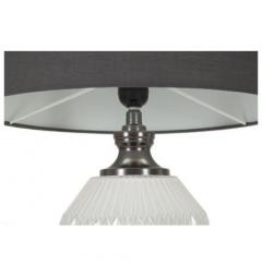 Lampada da tavolo base di vetro bianca e paralume in velluto grigio - Arrediorg