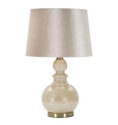 Lampada da tavolo color crema metallo vetro e tessuto - Arrediorg