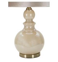 Lampada da tavolo color crema metallo vetro e tessuto - Arrediorg