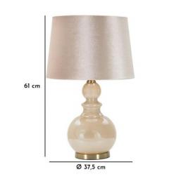 Lampada da tavolo color crema metallo vetro e tessuto - Arrediorg