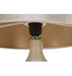 Lampada da tavolo con base di vetro e paralume in tessuto - Arrediorg