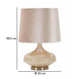 Lampada da tavolo con base di vetro e paralume in tessuto - Arrediorg