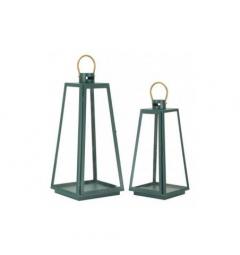 Set di tre lanterne verde, con manico oro - Arrediorg