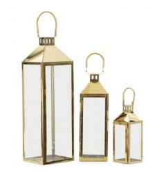 Set di tre lanterne oro design elegante - Arrediorg