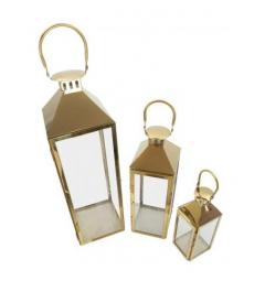 Set di tre lanterne oro design elegante - Arrediorg