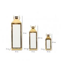 Set di tre lanterne oro design elegante - Arrediorg
