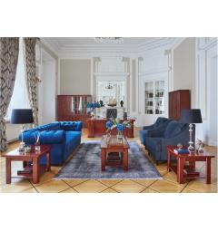 Divano imbottito capitonnè stile chesterfield velluto blu 3 posti funzione letto Chester Lux