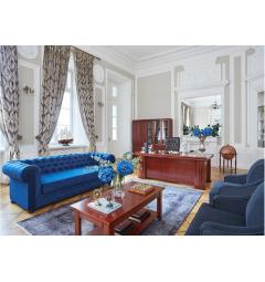 Divano in velluto blu 3 posti funzione letto Chester Lux