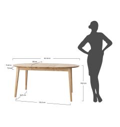 Misure tavolo rotondo allungabile  in rovere massello tabacco da 90 cm a 140 cm Orbetello