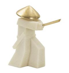 Statua di samurai con cappello e spada dorati - Arrediorg