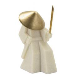 Statua di samurai con cappello e spada dorati - Arrediorg