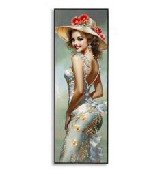 Dipinto su tela donna con abito floreale- Arrediorg