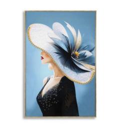 Dipinto su tela donna con cappello - Arrediorg