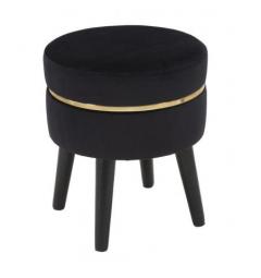 Sgabello in legno e velluto nero con fascia in oro - arrediorg