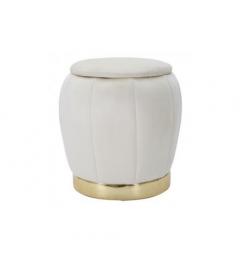 Pouf contenitore in legno e velluto crema - Arrediorg