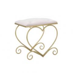 Sgabello in metallo dorato con tessuto rosa - Arrediorg