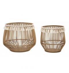 Coppia di cestoni rotondi in rattan - Arrediorg
