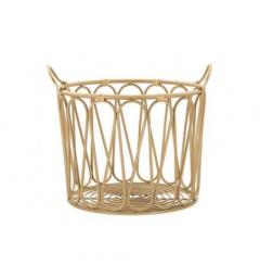Cesto rotondo in metallo con finiture in rattan - Arrediorg