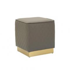 Pouf quadrato marrone trapuntato in simil pelle - Arrediorg