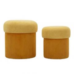 Set Aspen pouf due pezzi velluto senape - Arrediorg