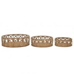 Set di 3 svuotatasche rotondi in rattan intrecciato - Arrediorg