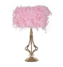 Lampada da tavolo rosa in metallo dorato - Arrediorg