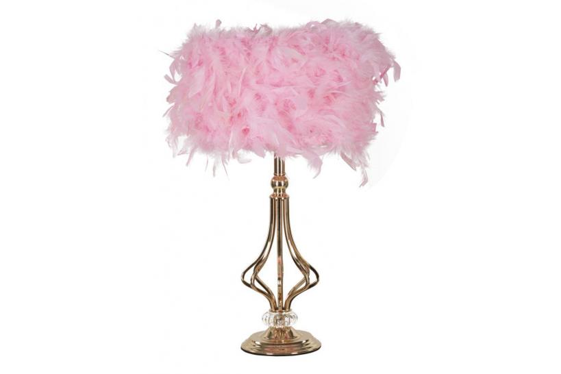 Lampada da tavolo rosa in metallo dorato - Arrediorg