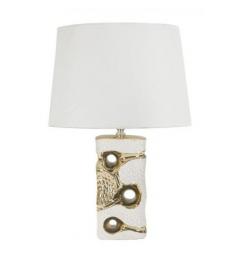 Lampada da tavolo in ceramica bianca e dorata - Arrediorg