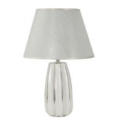 Lampada da tavolo in ceramica bianca e argentata - Arrediorg
