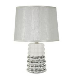 Lampada da tavolo in ceramica bianca e argentata - Arrediorg