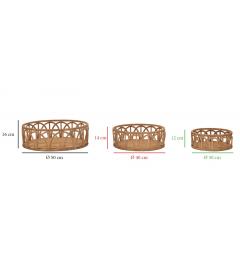Set di 3 svuotatasche rotondi in rattan intrecciato - Arrediorg