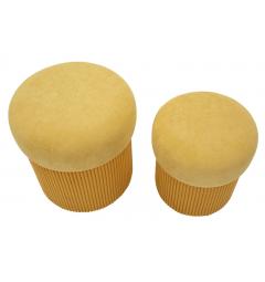 Set Aspen pouf due pezzi velluto senape - Arrediorg