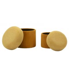 Set Aspen pouf due pezzi velluto senape - Arrediorg