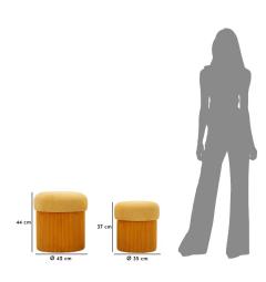 Set Aspen pouf due pezzi velluto senape - Arrediorg