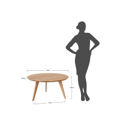 Misure tavolino rotondo rovere massello tabacco 90 cm ORBETELLO