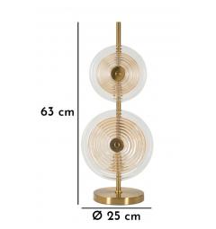 Lampada da tavolo 2 punti luce in metallo dorato - Arrediorg