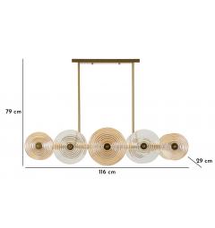 Lampadario in metallo dorato con 7 punti luce - Arrediorg