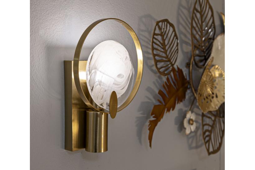 Lampada da parete in metallo dorato e vetro - Arrediorg Lampada da parete in metallo dorato e vetro - Arrediorg