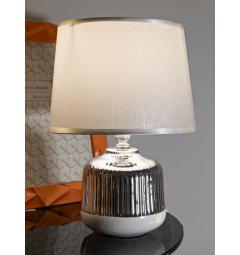 Lampada da tavolo in ceramica bianca e argentata - Arrediorg
