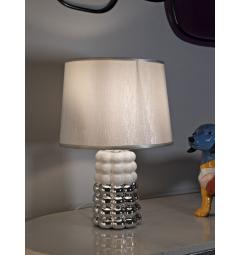Lampada da tavolo in ceramica bianca e argentata - Arrediorg