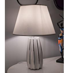 Lampada da tavolo in ceramica bianca e argentata - Arrediorg