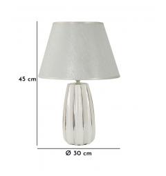 Lampada da tavolo in ceramica bianca e argentata - Arrediorg