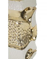 Lampada da tavolo in ceramica bianca e dorata - Arrediorg