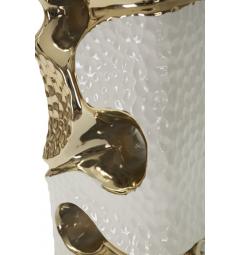 Lampada da tavolo in ceramica bianca e dorata - Arrediorg