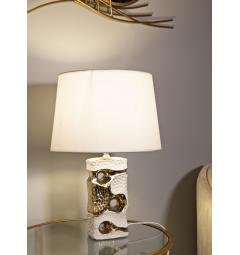 Lampada da tavolo in ceramica bianca e dorata - Arrediorg