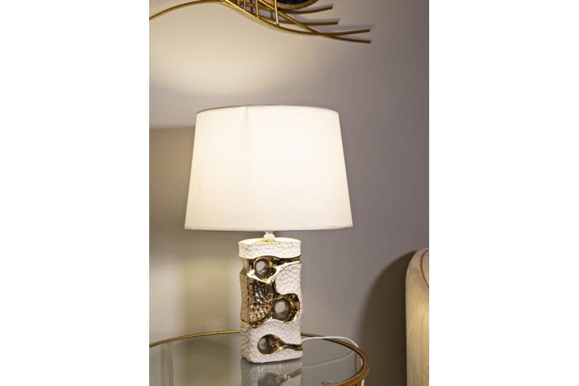 Lampada da tavolo in ceramica bianca e dorata - Arrediorg Lampada da tavolo in ceramica bianca e dorata - Arrediorg