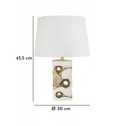 Lampada da tavolo in ceramica bianca e dorata - Arrediorg